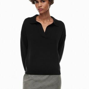 🖤 Aritzia Wilfred Clara Merino Wool Polo Sweater Black Size Small